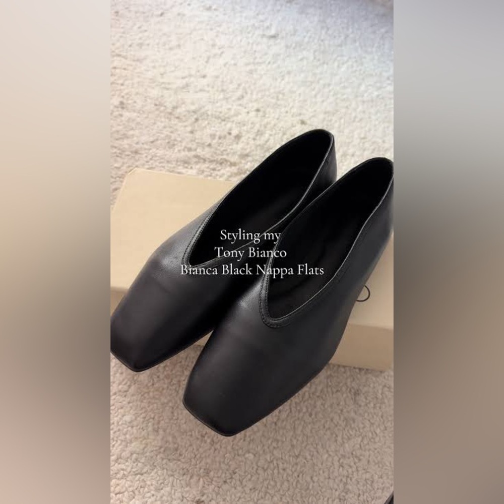 Tony Bianco Bianca Nappa Leather Flats, Black, 6.5
